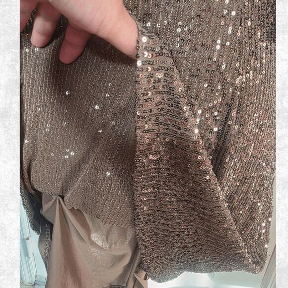 Old Navy Sequin Tunic Dress Top Black Bronze XXL Plus Size Sparkle Party Shirt / - Picture 5 of 6